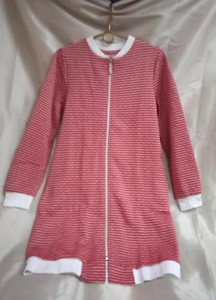 Женский трикотажный халат на застежке молнии, р,m