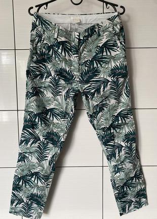 Брюки в тропический принт h&m