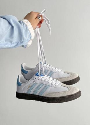 Жіночі стильні кеди adidas samba og 'white halo blue'