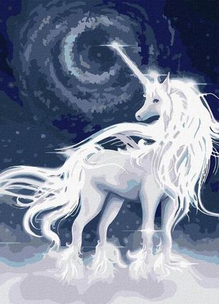 Картина за номерами "білий єдиноріг" ідейка kho5037 50х50 см