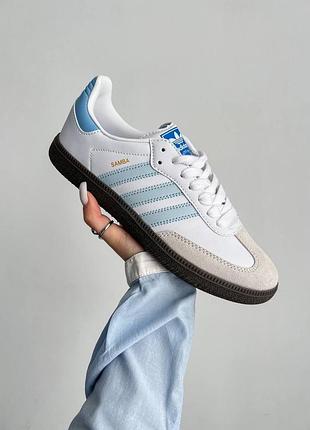 Жіночі кеди білі з блакитним samba og 'white halo blue'