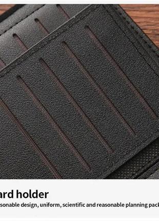 Шкіряний чоловічий гаманець jiangbao портмоне чорне4 фото