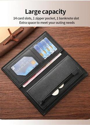 Шкіряний чоловічий гаманець jiangbao портмоне чорне3 фото