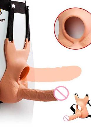 Анальный фаллоимитатор на ремне для двойного проникнавения lovetoy vibrating unisex 10 режимов вибрации