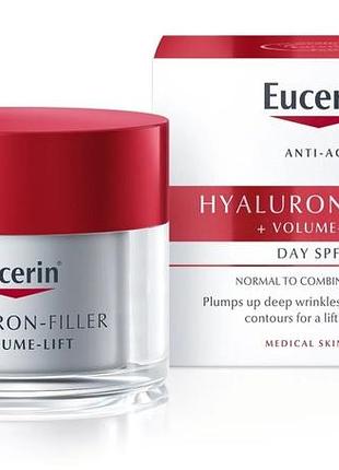 Дневной крем для восстановления контура лица eucerin hyaluron-filler+volume-lift spf 15 для нормальной и комбинированной кожи лица 50 мл.