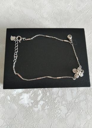 Браслет клевер фианиты серебро 925 проба