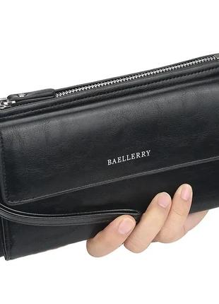 Мужской кожаный кошелек baellerry портмоне черный4 фото