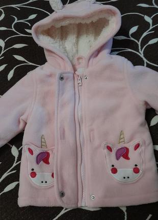 Куртка флисовая на меху для девочки 6-9 месяцев, фирмы bluezoo3 фото