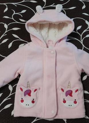 Куртка флисовая на меху для девочки 6-9 месяцев, фирмы bluezoo