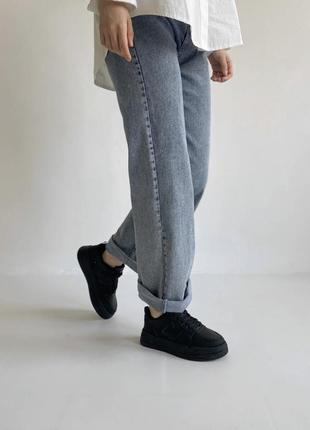 Кроссовки кеды черные женские на платформе деми весна осень