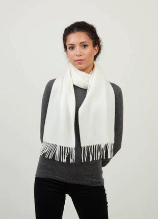 Новый шарф с кисточками кремовый тонкая шерсть 'hemley' 140*30