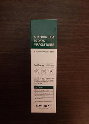Some by mi aha.bha.pha 30 days miracle toner — тонер (проблемная кожа) 30 мл
