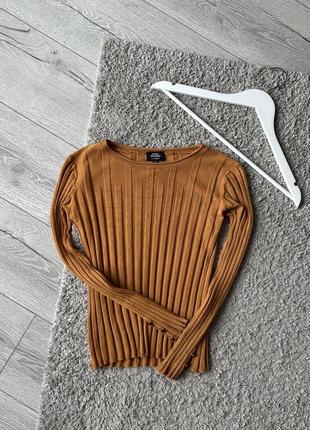 Жіночий лонгслів у рубчик кофта з довгим рукавом в обтягнення