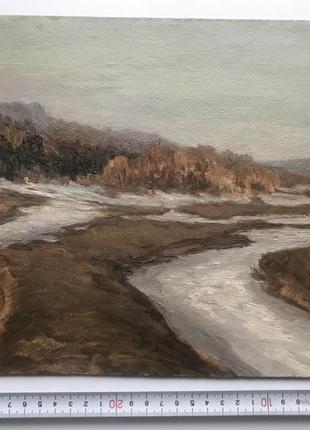 Картина маслом воробьев и д пейзаж 1950-1960е ссср картон масло деревья небо природа №212 фото