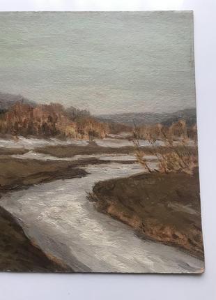 Картина маслом воробьев и д пейзаж 1950-1960е ссср картон масло деревья небо природа №216 фото