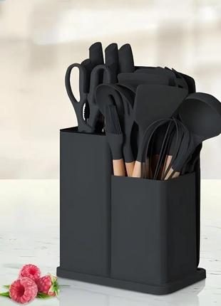 Набір ножів і кухонного приладдя zepline zp0102 (19 предметів) чорний2 фото
