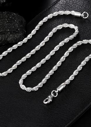 Ланцюжок срібло проба 925 гарне кордове плетіння чокер