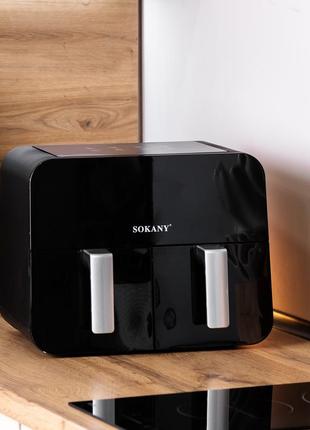 Аерофритюрниця електрична аерогриль 10л 2400вт з двома відділеннями sokany sk-10005 dm-11