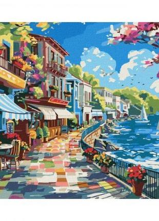 Картина за номерами "городок біля океану" 40х50 см