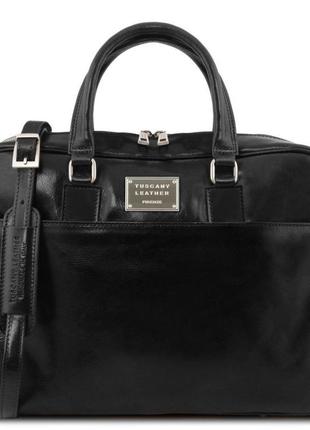 Кожаный портфель для ноутбука с передним карманом tuscany leather urbino tl141241 (черный)
