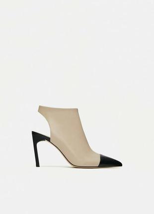 Кожаные ботильоны мюли без задника от zara оригинал