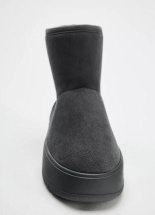 Угги женские серые с мехом zara new