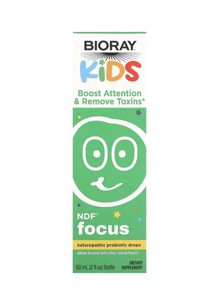 Bioray ndf happy, calm, focus , immune, tummy, видаляє небажані мікроорганізми та токсини, для дітей, з ароматом персика, 60 мл5 фото