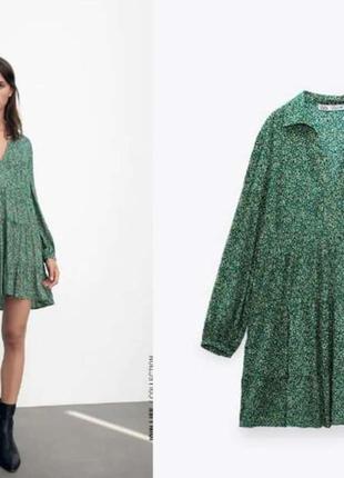 Коротке плаття сукня в квітковий принт zara s-m