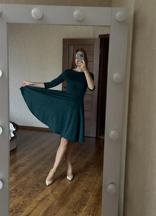 Стильна смарагдова замшева сукня міді розмір зелений