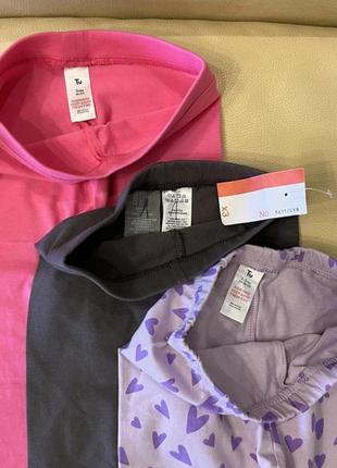 Фиолетовые лосины в сердечко, розовые, серые 2-3 года рост 92-98 для девочки как новые2 фото