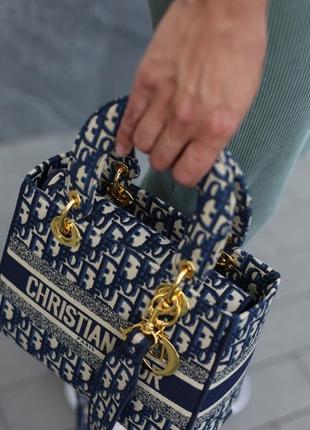 Сумочка жіноча christian dior lady d-lite textile Hilton/beige premium