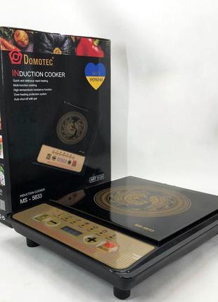 Електроплита domotec ms-5833 2000 вт, інфрачервона плита на 1 комфорку, чорна