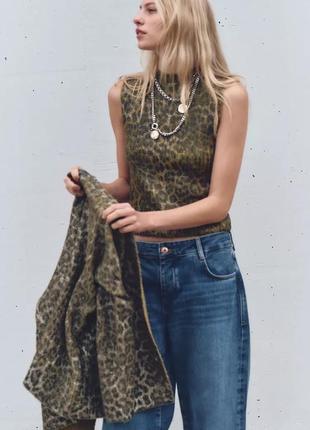 Топ жилет фольгований лео принт zara new