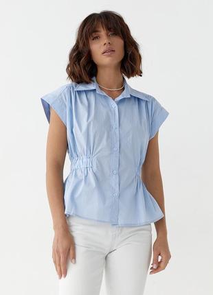Жіноча сорочка з гумкою на талії — блакитний колір, l (є розміри)