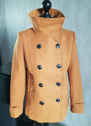 Пальто двобортне гірчичне h&m eur38 us8 165/88a