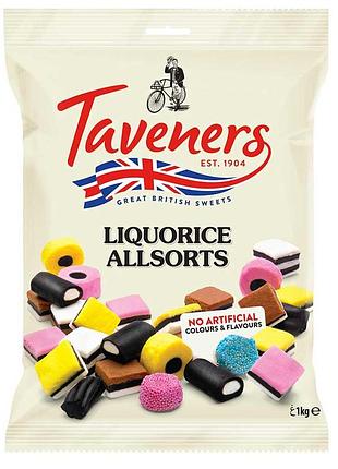 Жевательные конфеты с лакрицей taveners liquorice allsorts 900g