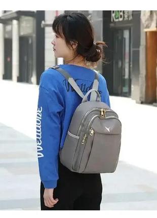 Жіночий міський рюкзак polo сірий нейлоновий3 фото