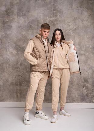 Новинка! стильний осінній костюм з жилеткою/family look
