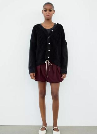 Кардиган жіночий чорний комбінований zara new