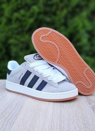 Женские качественные и стильные кроссовки для девочек adidas campus серо бежевые
