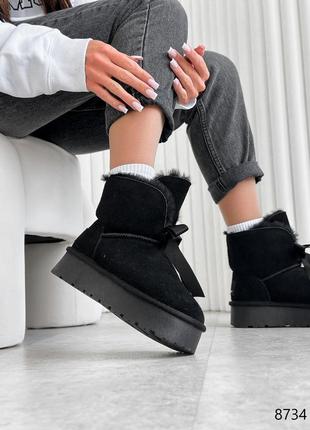 Угги женские mаili черные, натуральная замша 8734 зима