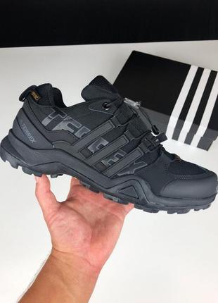 Зимові чоловічі кросівки adidas terrex swift r2 gtx gore-tex winter black адідас чорного кольору термо