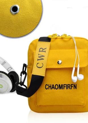 Женская маленькая сумка-мессенджер chaomfirfn жёлтая2 фото