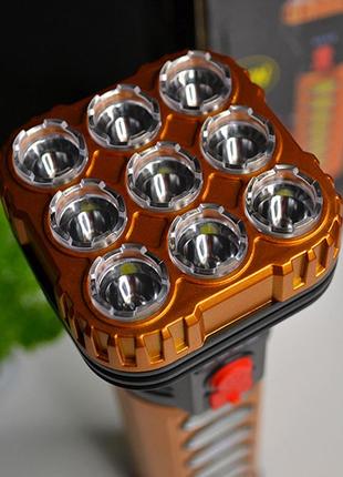 Фонарь аккумуляторный 9 led. ручной прожектор hurry bolt.7 фото