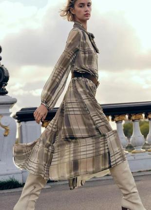 Платье женское в клетку миди платье zara new