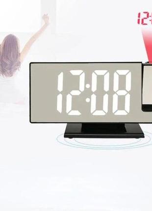 Годинник настільний із проєкцією часу на стелю з led-дисплеєм і будильником3 фото