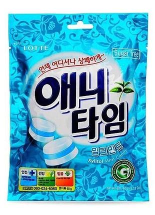 Леденцы lotte xylitol mint candy free sugar 60g