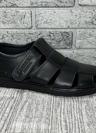 Сандалии кардинал кожаные закрытые черные