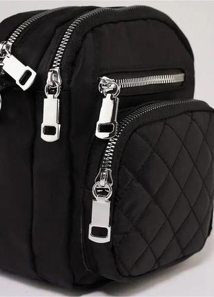 Женская сумка кросс-боди на плечо нейлоновая jingpin черная6 фото