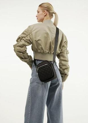 Женская сумка кросс-боди на плечо нейлоновая jingpin черная4 фото